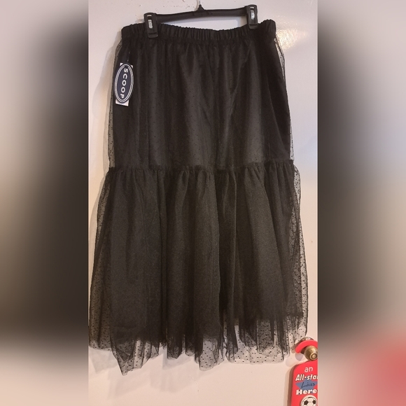Scoop Black Polka Dot Tulle Midi Skirt XL NWT Parisian Chic! - Picture 4 of 7